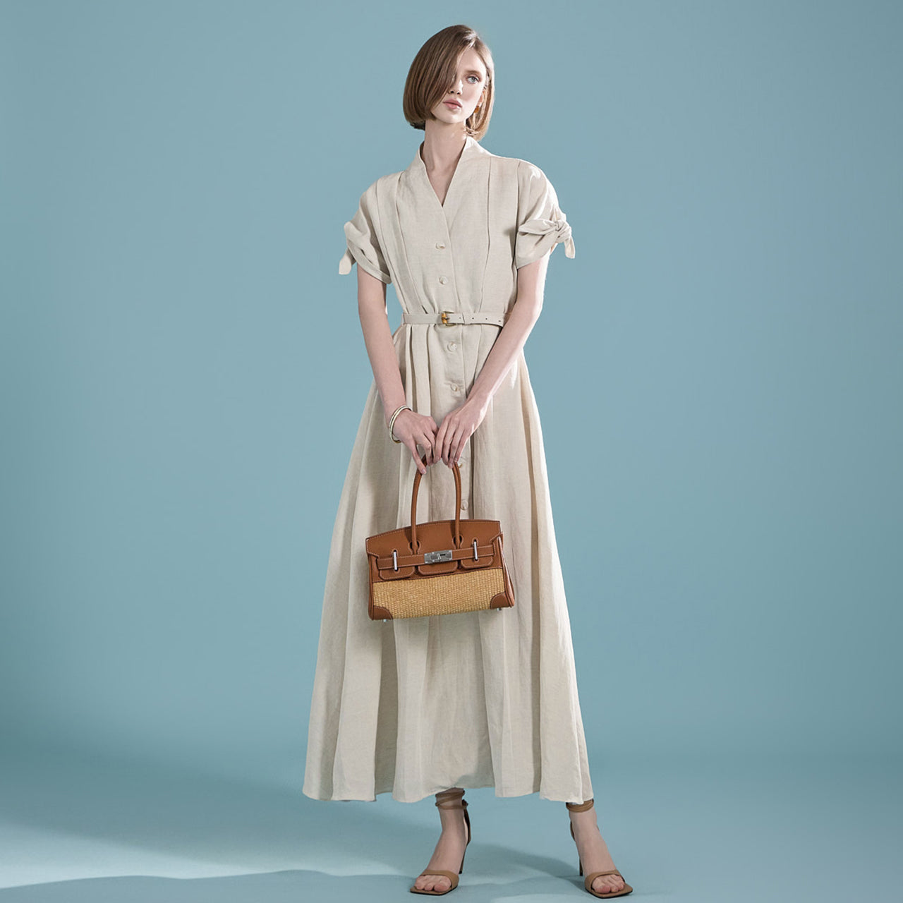 D5018 ベルト付きドレス