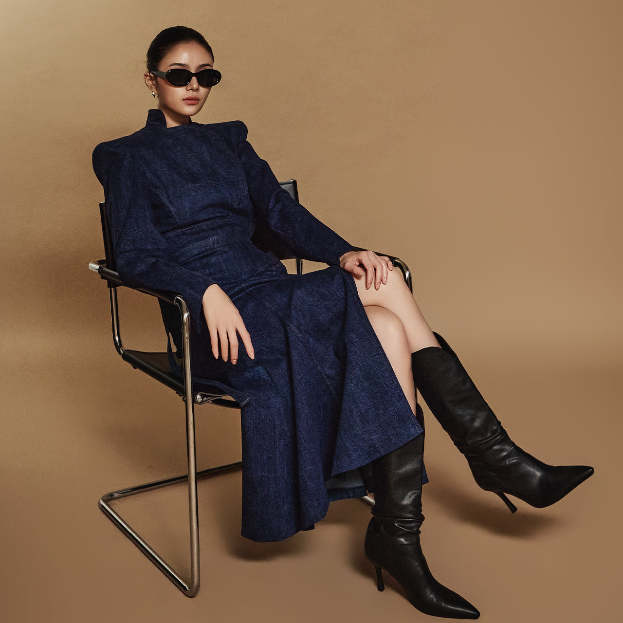 D5094 ベルト付きドレス