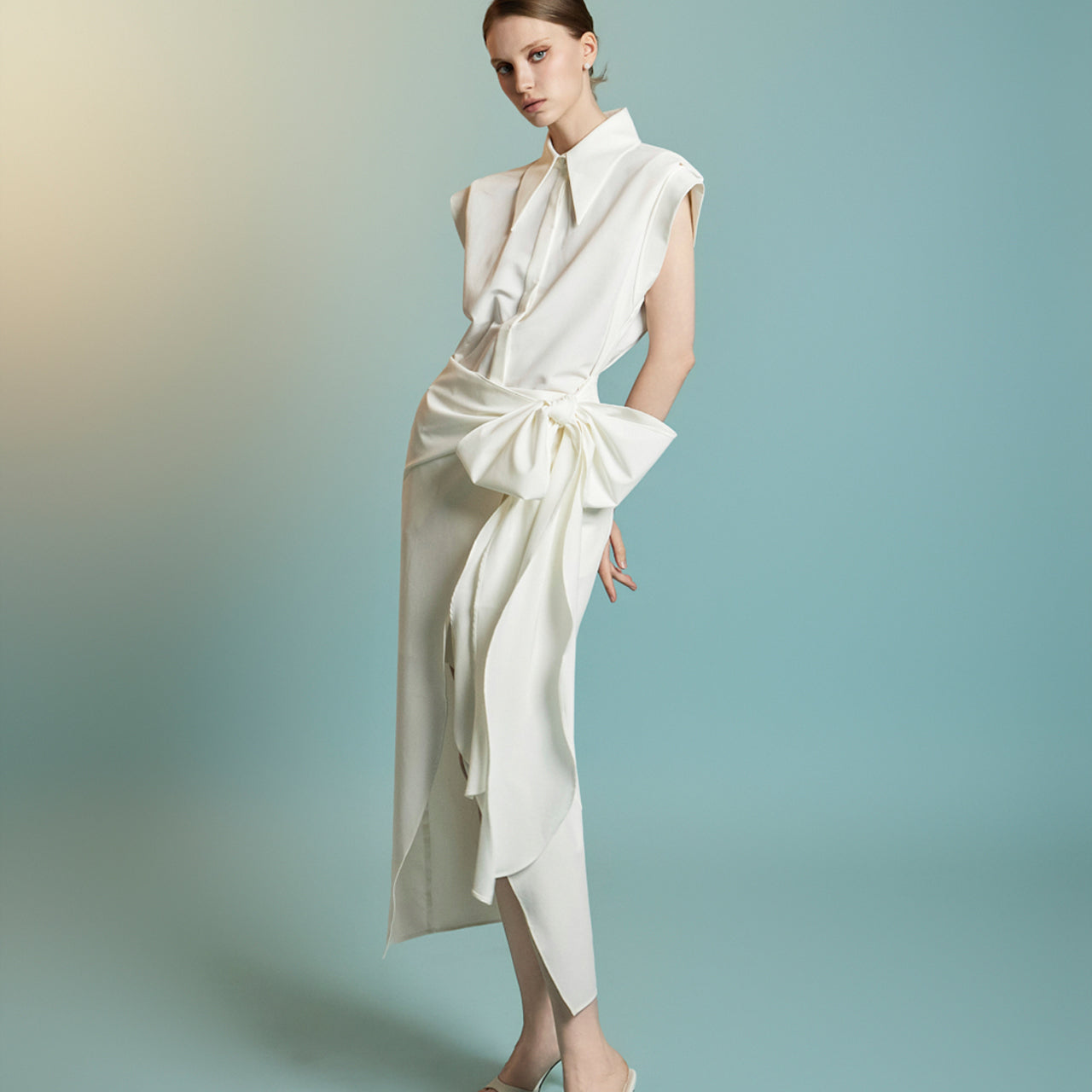 D9554 系带衬衫裙