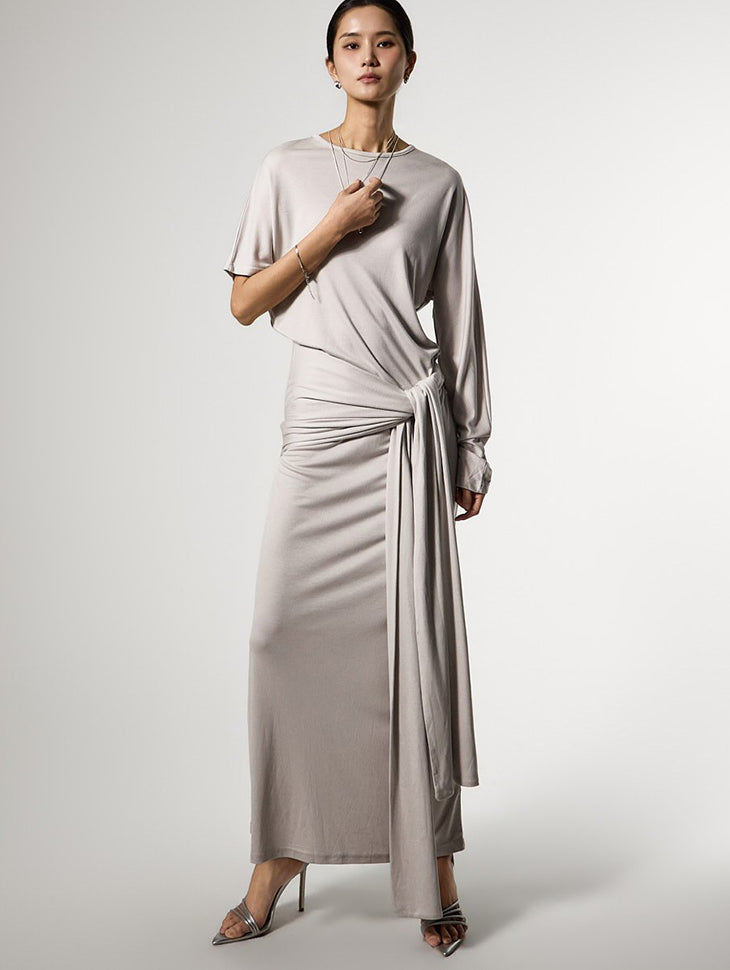 D5488 ストラップアシンメトリードレス