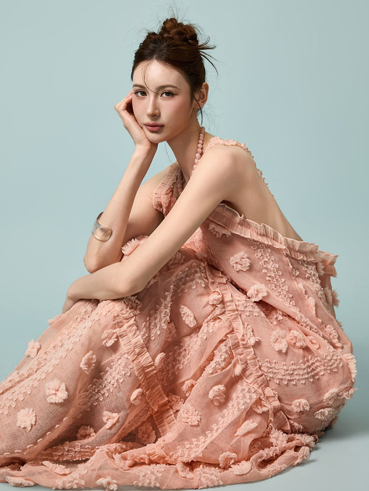 D5549 フラワーシフォンドレス
