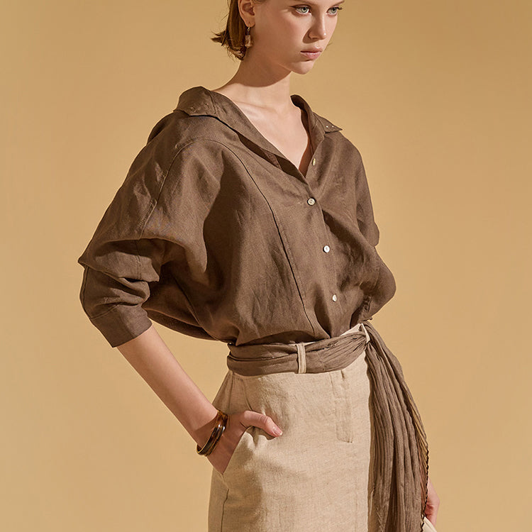 S554 Linen Pintuck Raglan Shirt