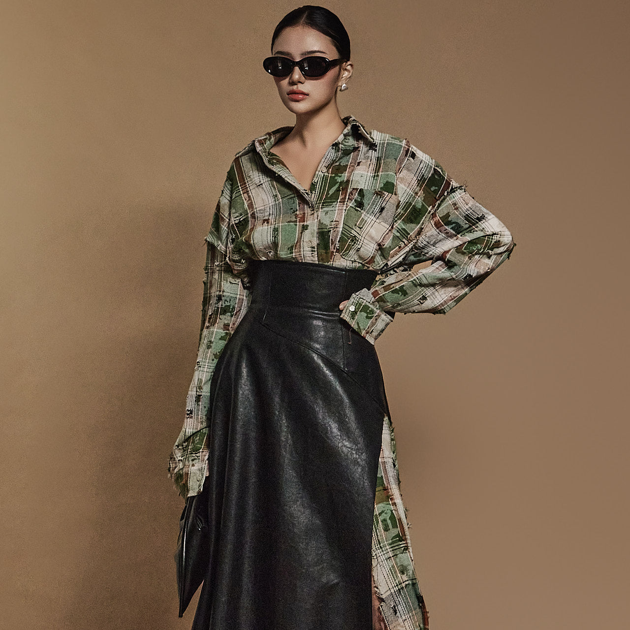 S691 复古格子衬衫