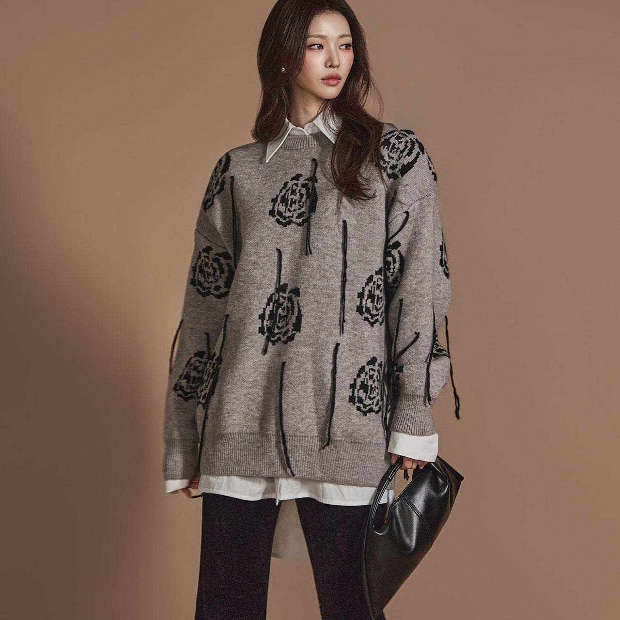 S697 パフスリーブアシンメトリーシャツ