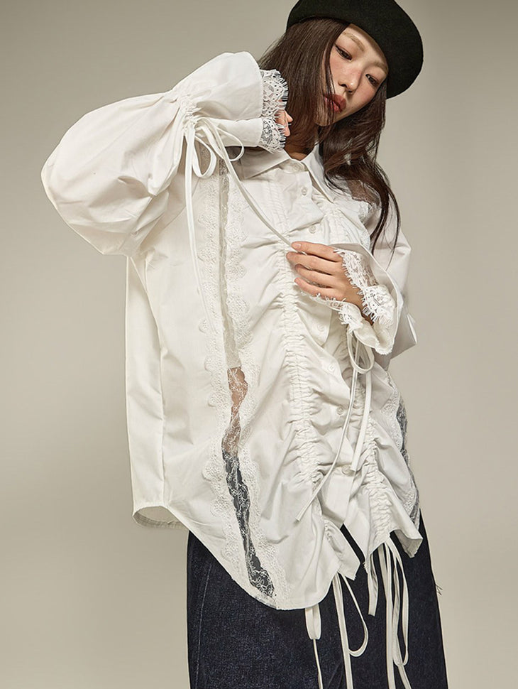 S934 シャーリング入りストリングシャツ
