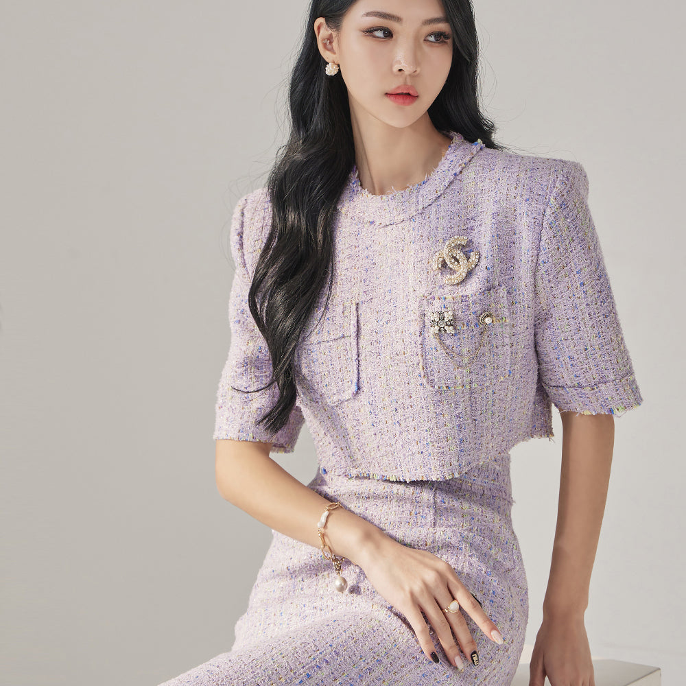 B9140 淡色花呢短款衬衫