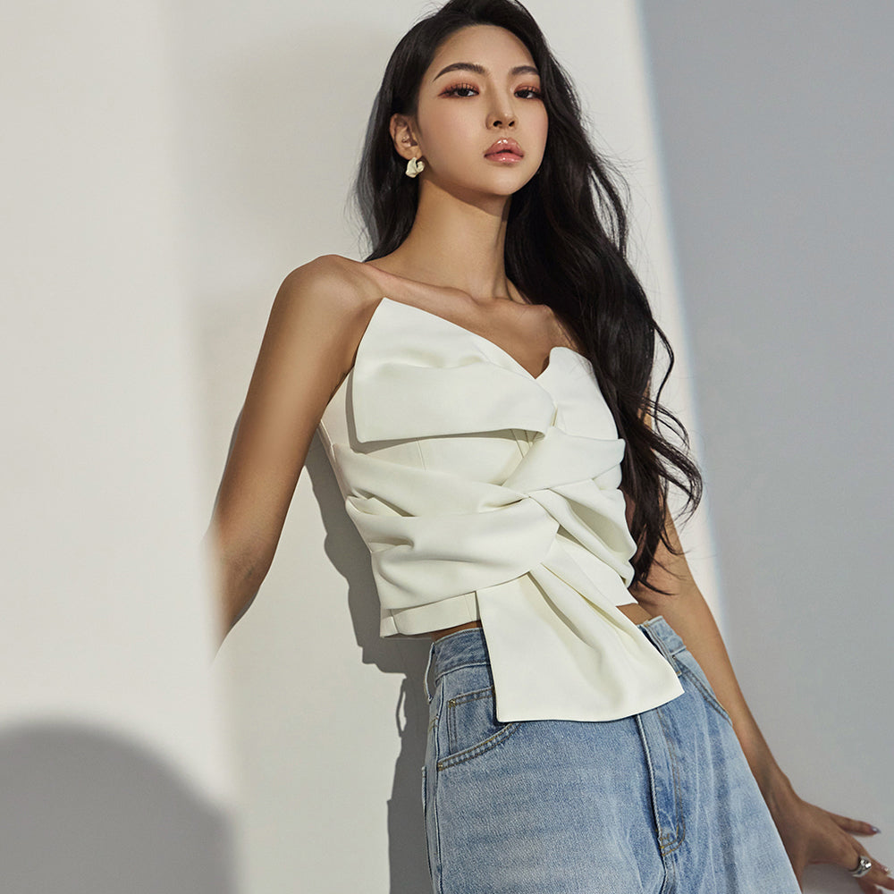 B9141 リボンチューブトップブラウス