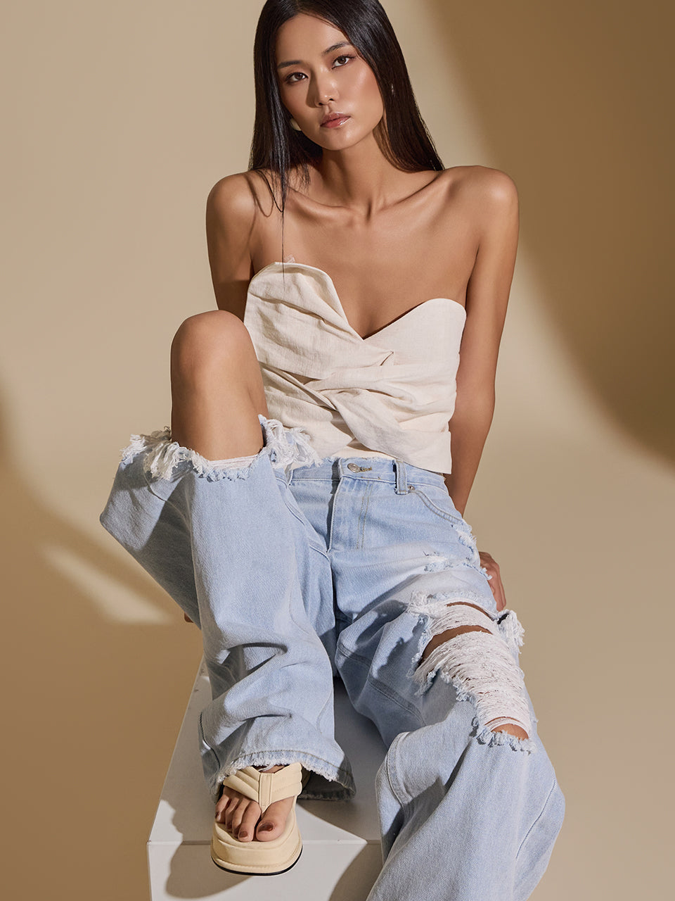 B9157 Ribbon Crop Blouse