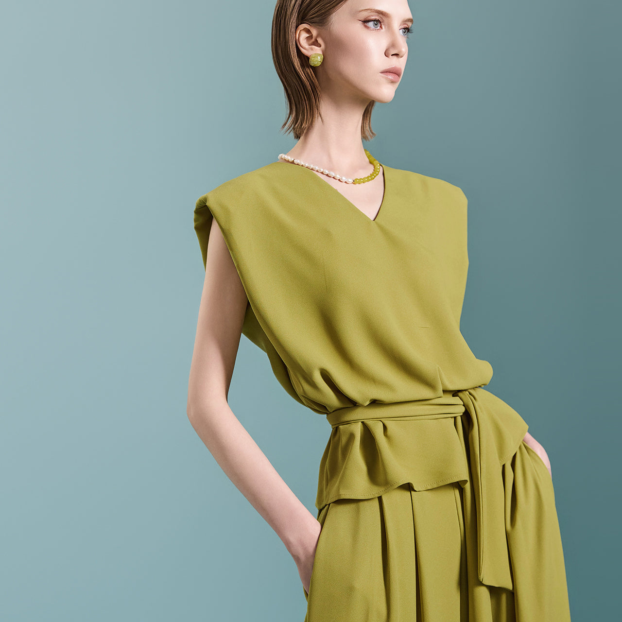 B2846 衬衫配围巾