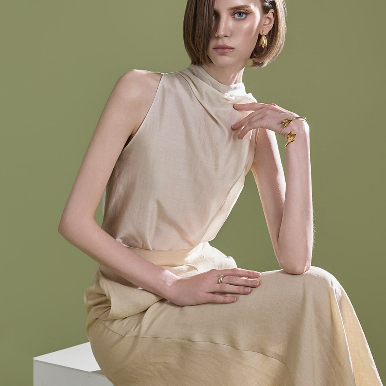 B2972 立领无袖衬衫