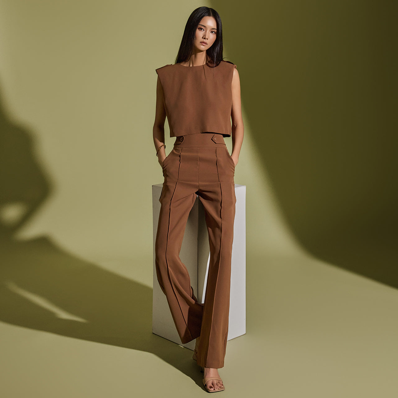 TP1902 ボタンブラウス&スラックスセット