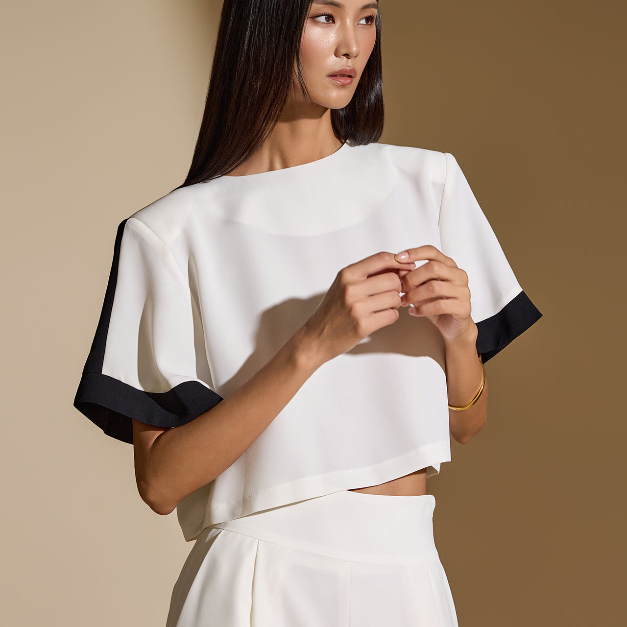 B2998 撞色边衬衫