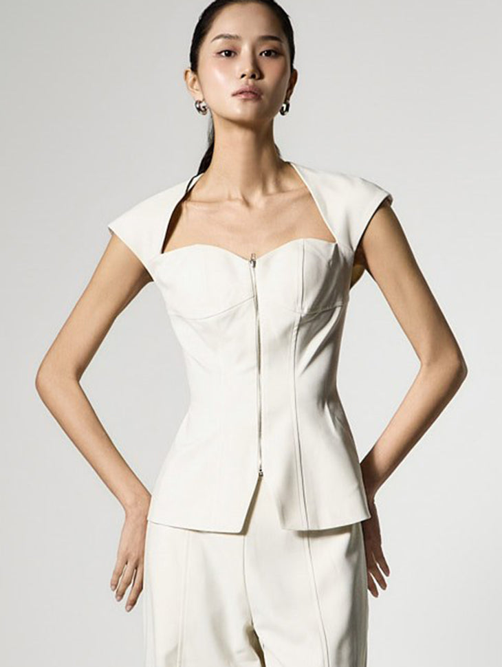 B9214 フロントジッパーブラウス