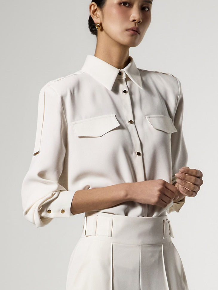 B3176 フラップポケットブラウス