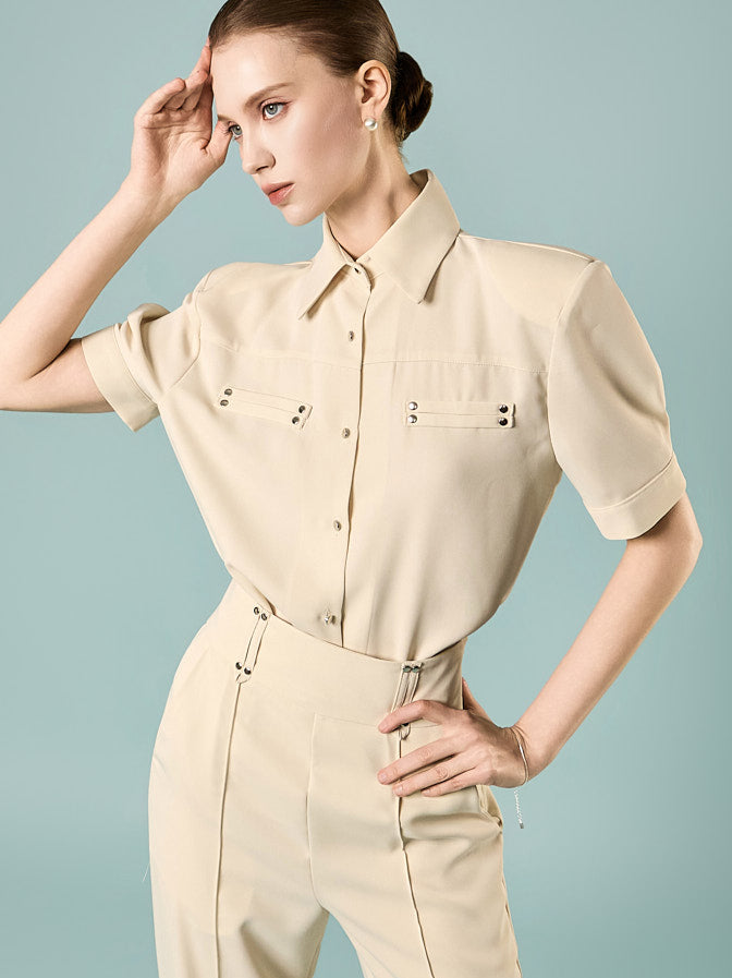 B3208 Studded Shirt Blouse