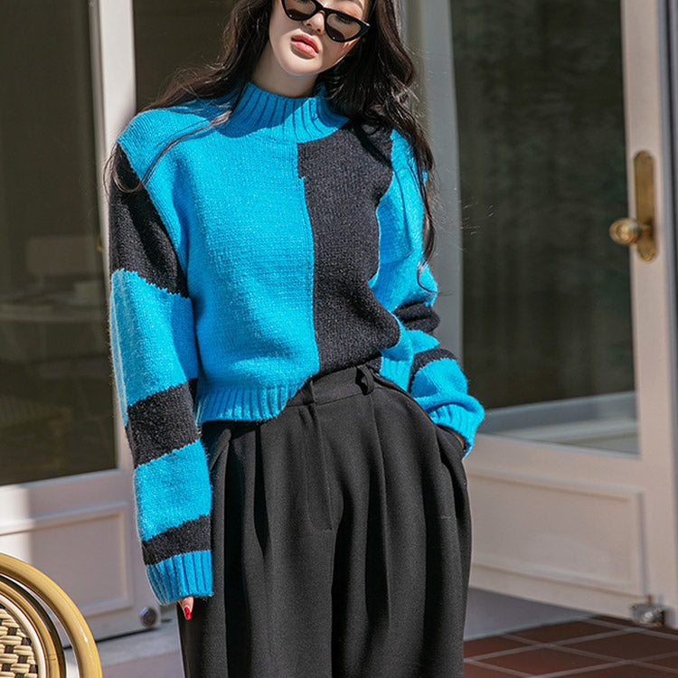 E2561 撞色短款针织衫