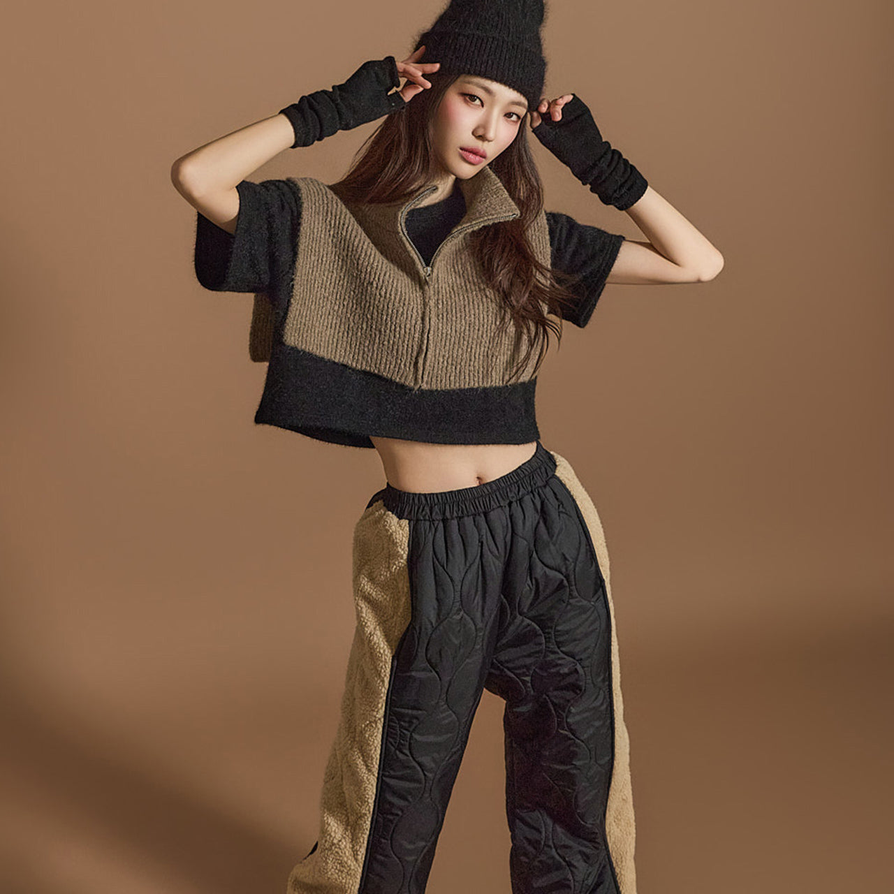 E3615 拉链披肩 针织