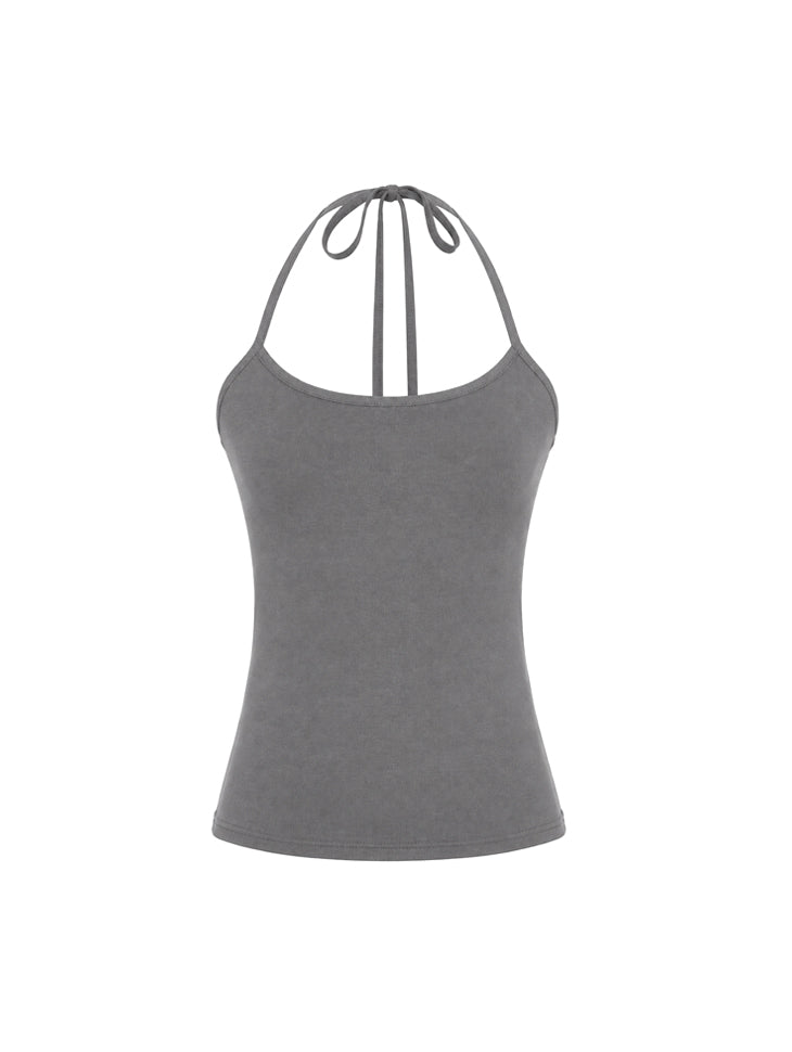 E4321 Halter Pigment Sleeveless Top