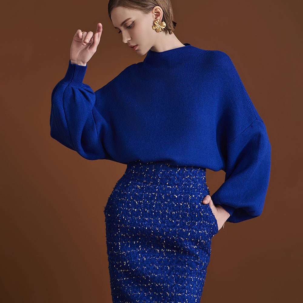 E1852 ラグランパフスリーブニット