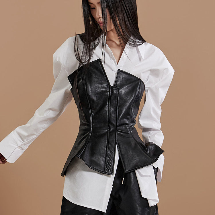 E9023 裂纹皮革抹胸