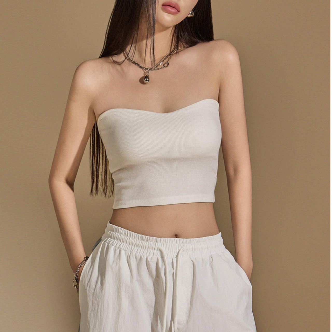 E3462 Ribbed Knit Tube Top