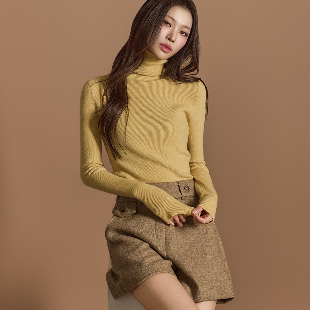 E3654 リブニットトップス