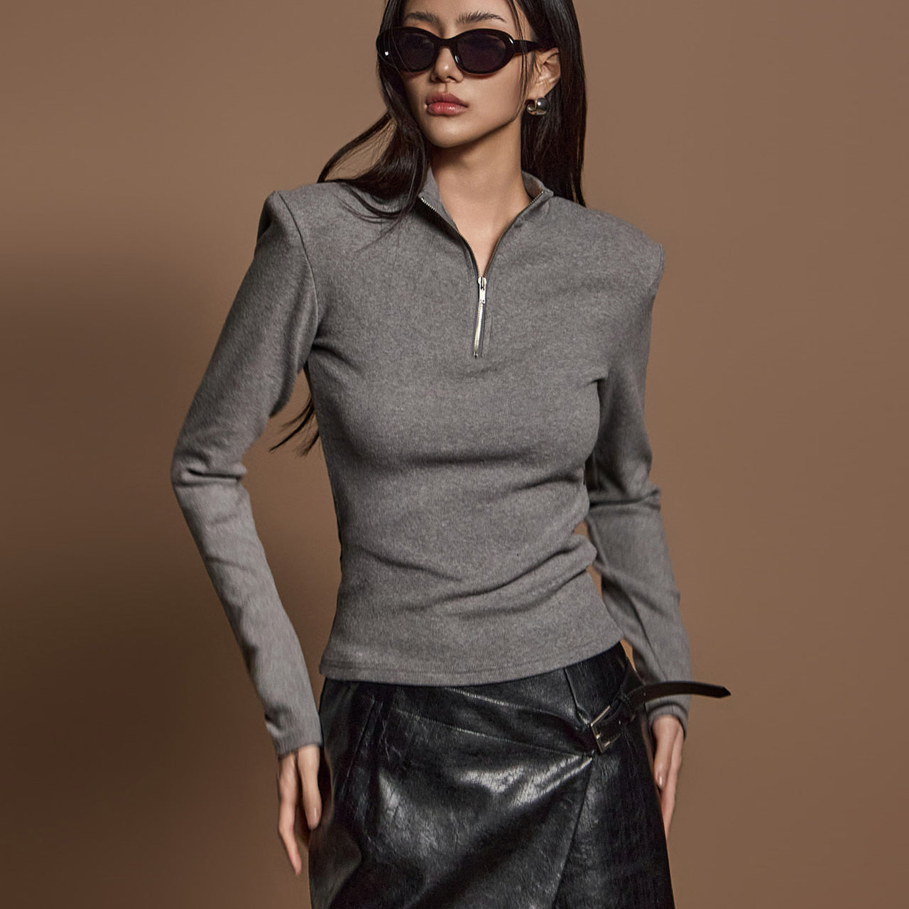 E3675 半拉链上衣