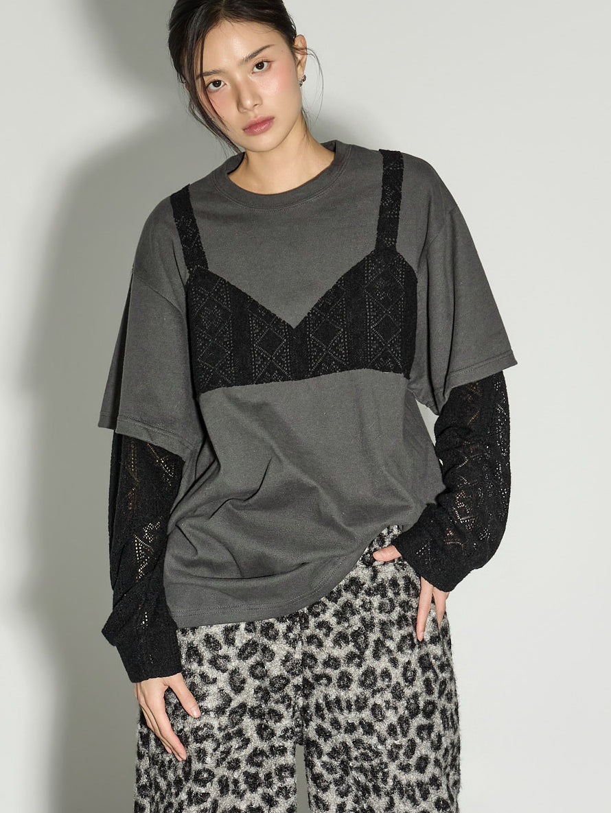 E4069 Bustier Layered T-Shirt
