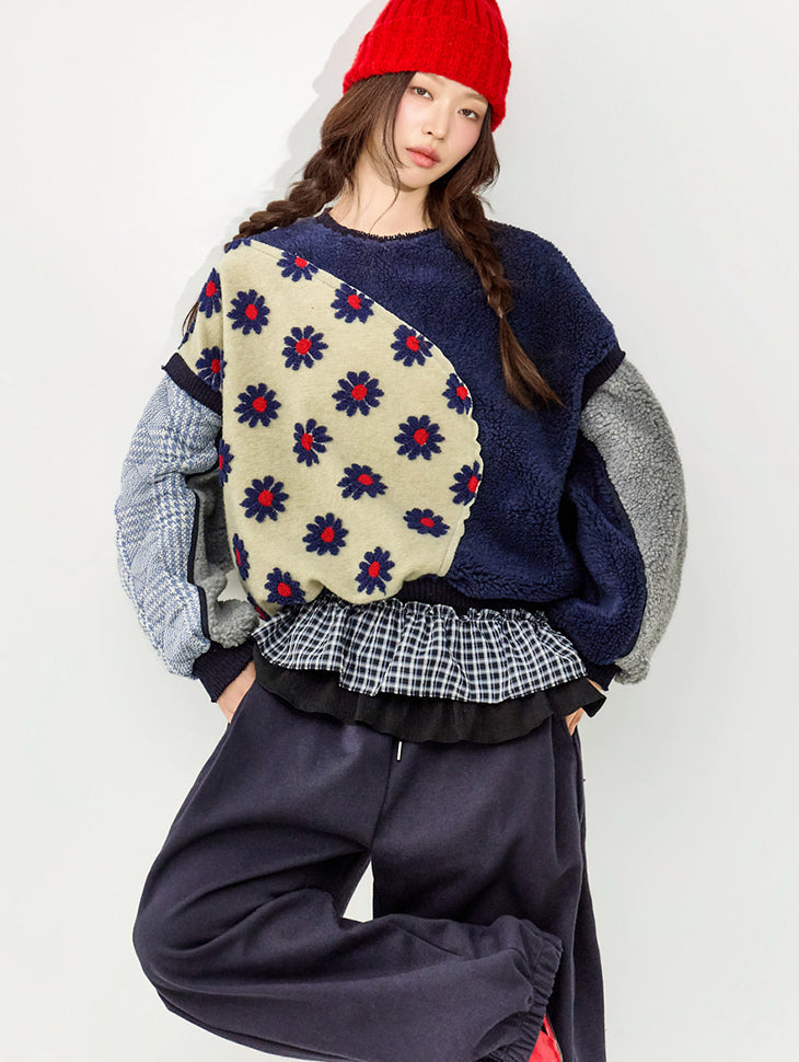 E4111 Flower Dumble Patch Sweatshirts