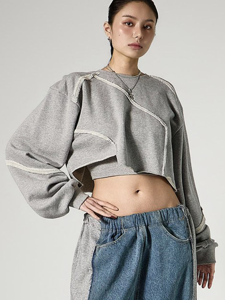 E4154 Damaged Crop Sweatshirts