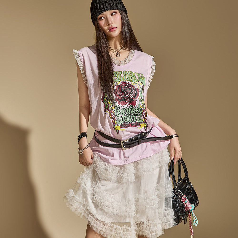 E4273 Rose Frill Top
