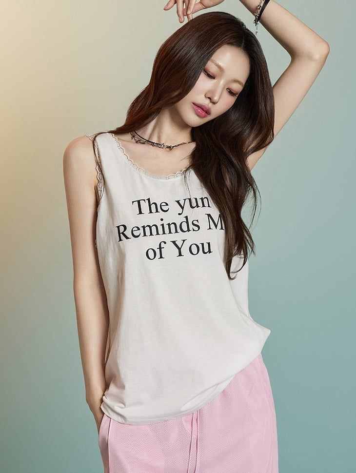 E3894 レタリングノースリーブトップス