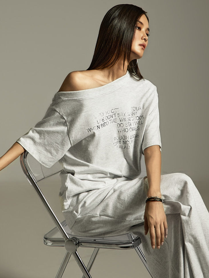 E3902 不平衡露肩上衣