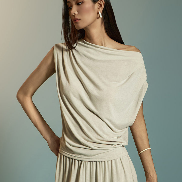 E3903 カウルネックトップ