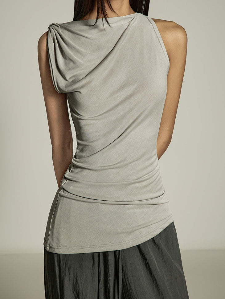 E3909 扭纹肩带无袖上衣