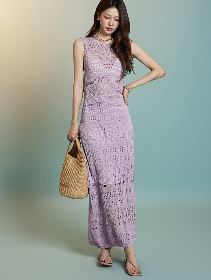 D5322 アイレットデザインニットツーピース