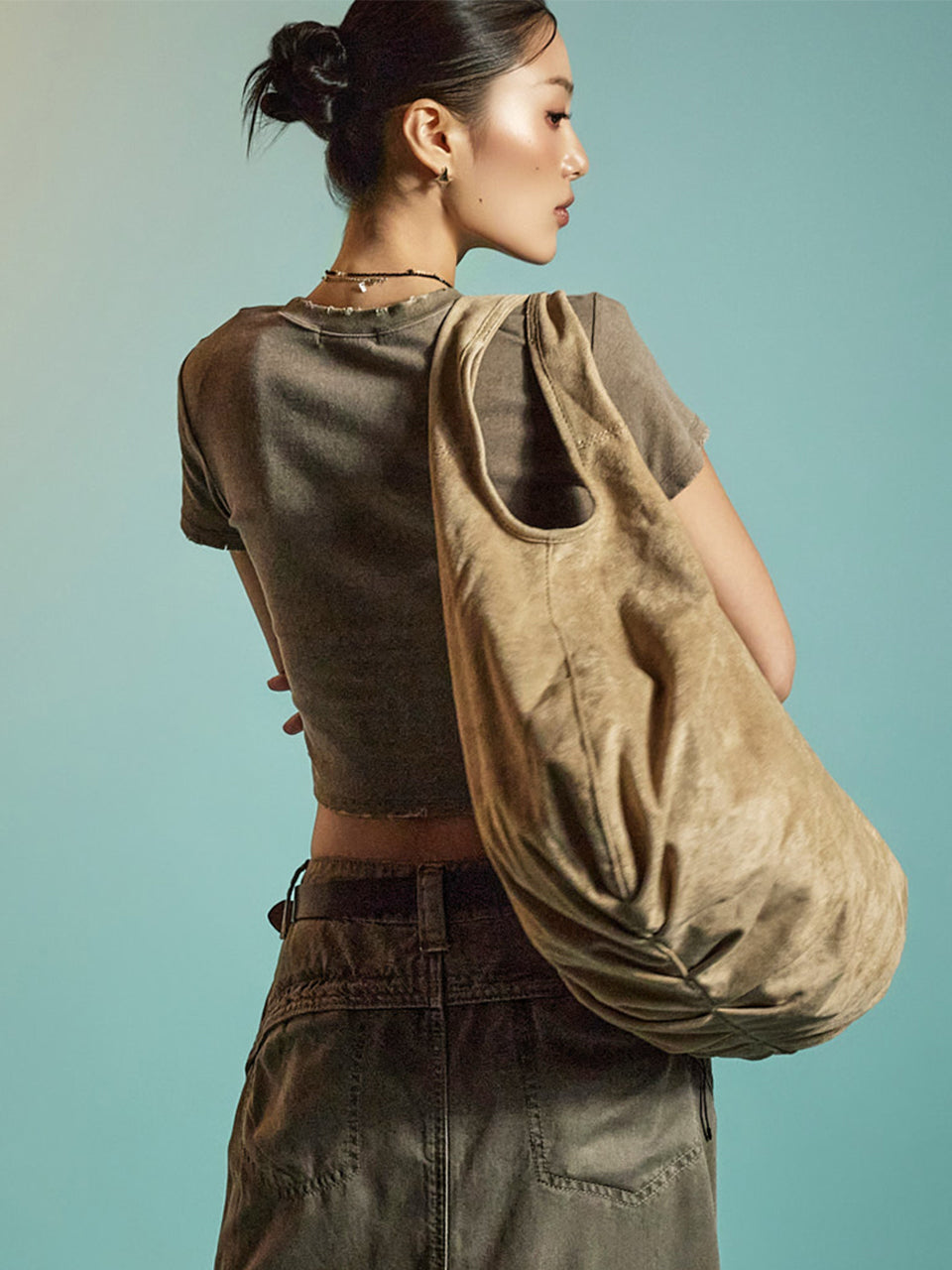 A-1754 Suede Shoulder Bag