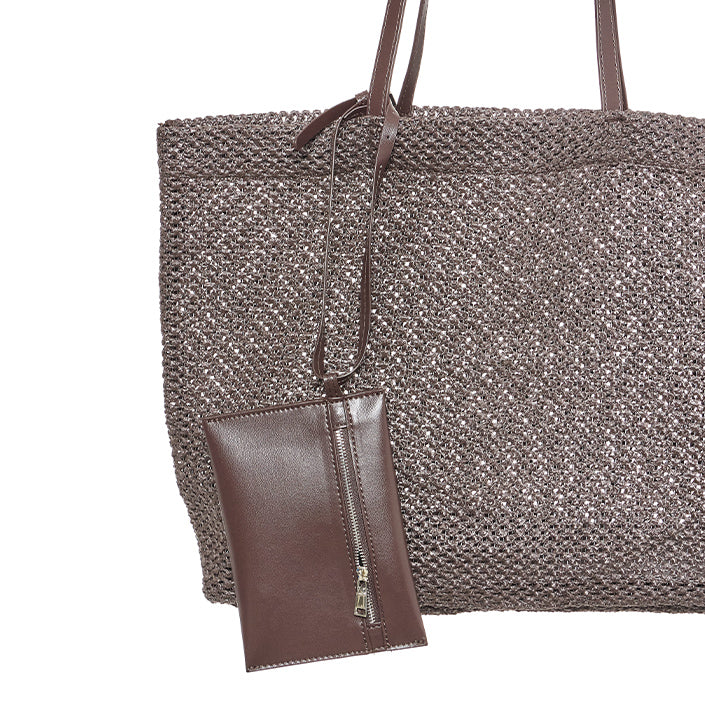 A-1858 Rattan Knit Big Shopper Bag