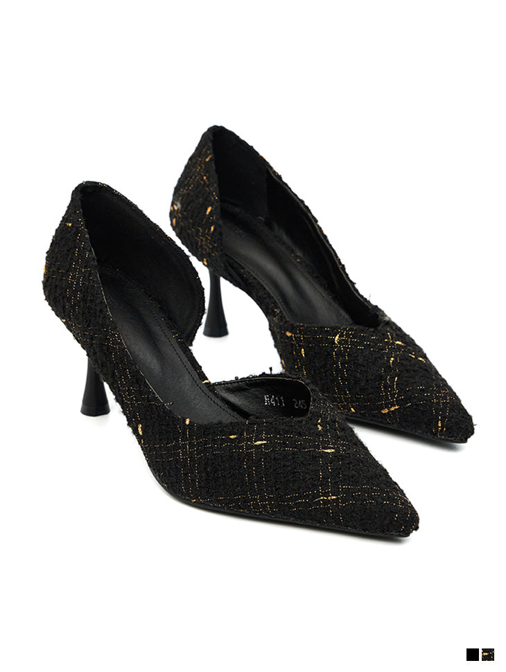 AR-3045 Tweed Pointed-Toe Pumps