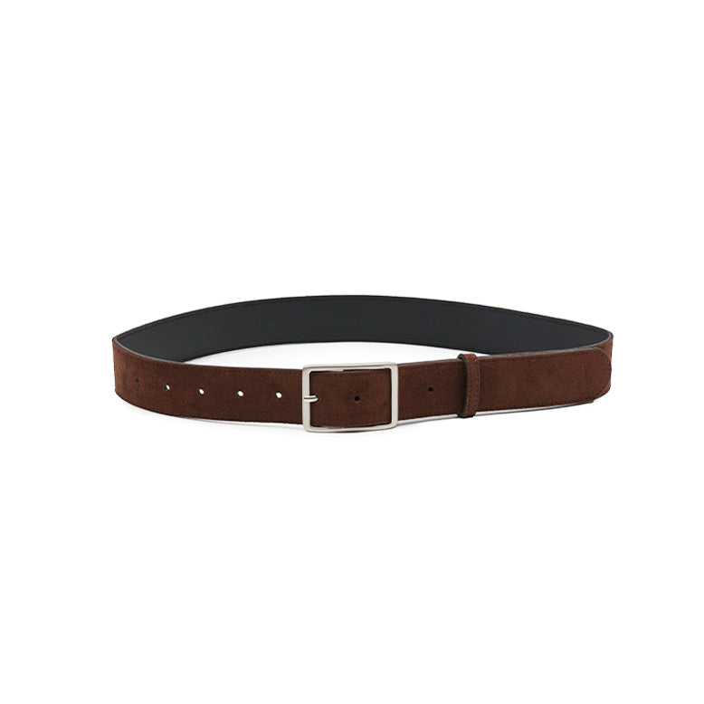 AT-601 Suede Silver Buckle Belt
