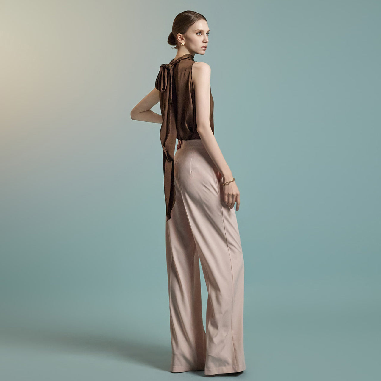 B2250 Ribbon Halter Neck Blouse