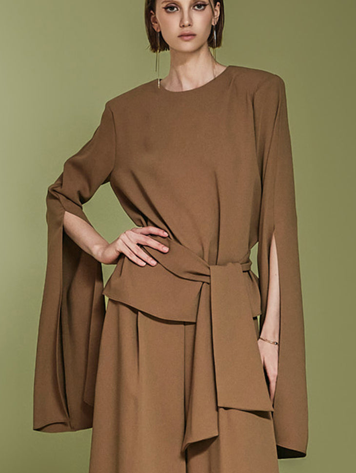 B3005 带肩带开衩衬衫