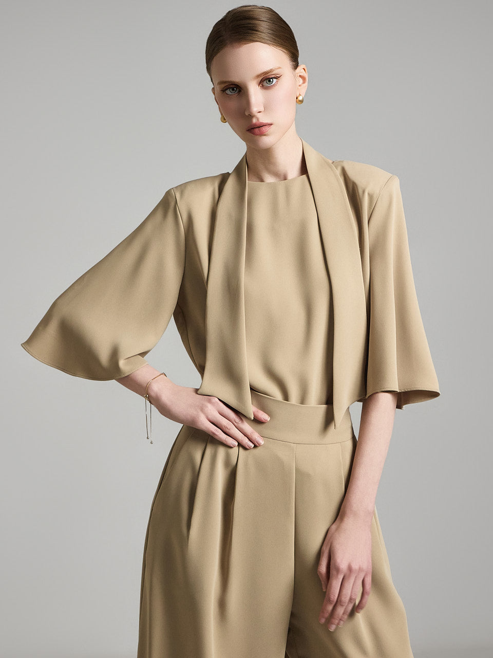 B3042 Blouse with Scarf