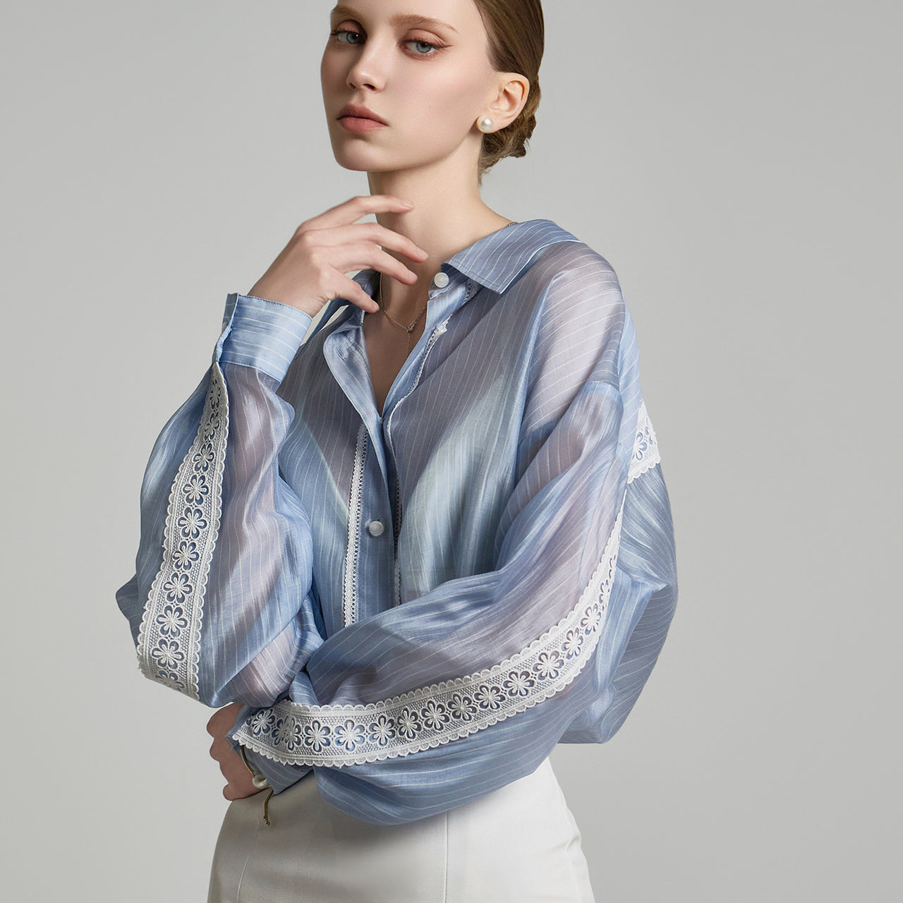 B3054 Sheer Lace Blouse