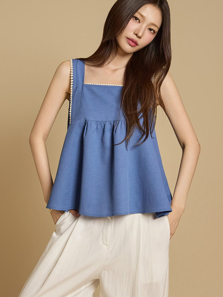 B3081 方领荷叶边衬衫