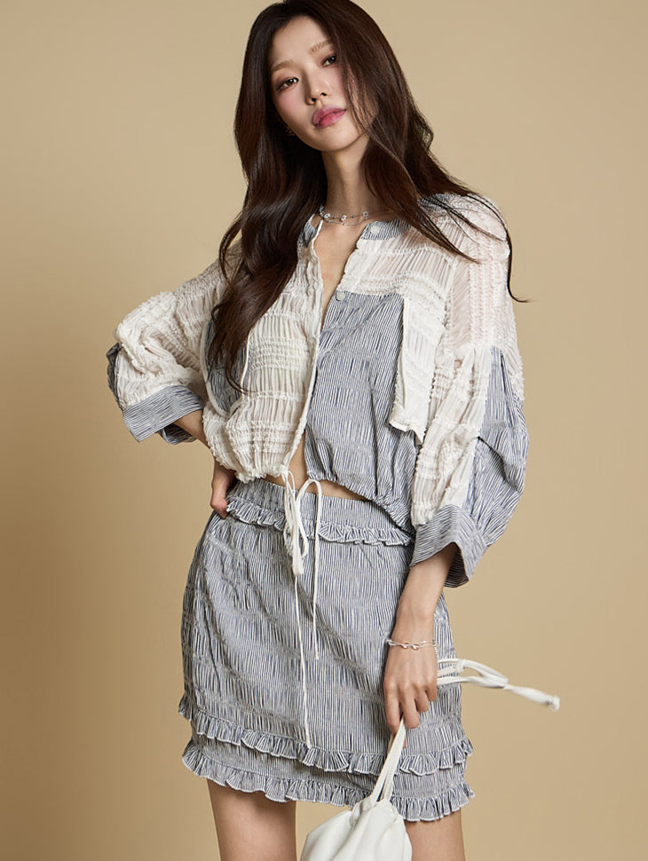 B3096 カラーブロックブラウス