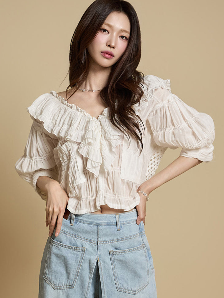 B3097 荷叶边衬衫