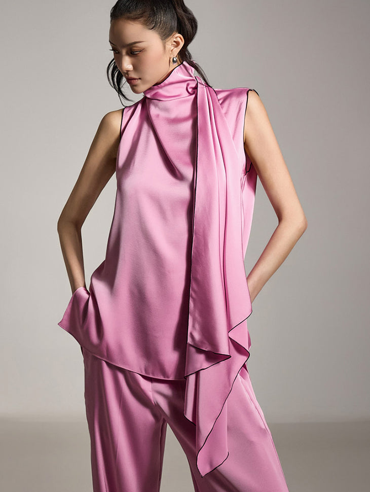 B9195 Satin Sleeveless Blouse