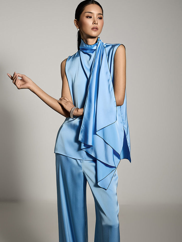 B9195 Satin Sleeveless Blouse