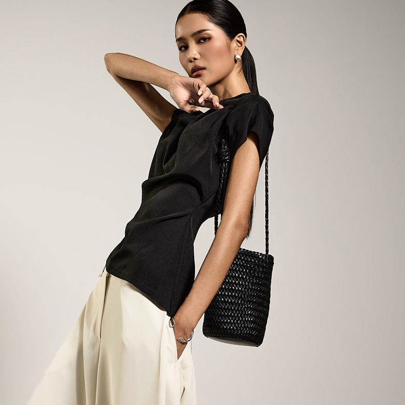 B9196 ギャザーシャーリングブラウス